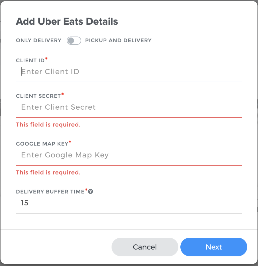 Integrate your UberEats account with Tookan