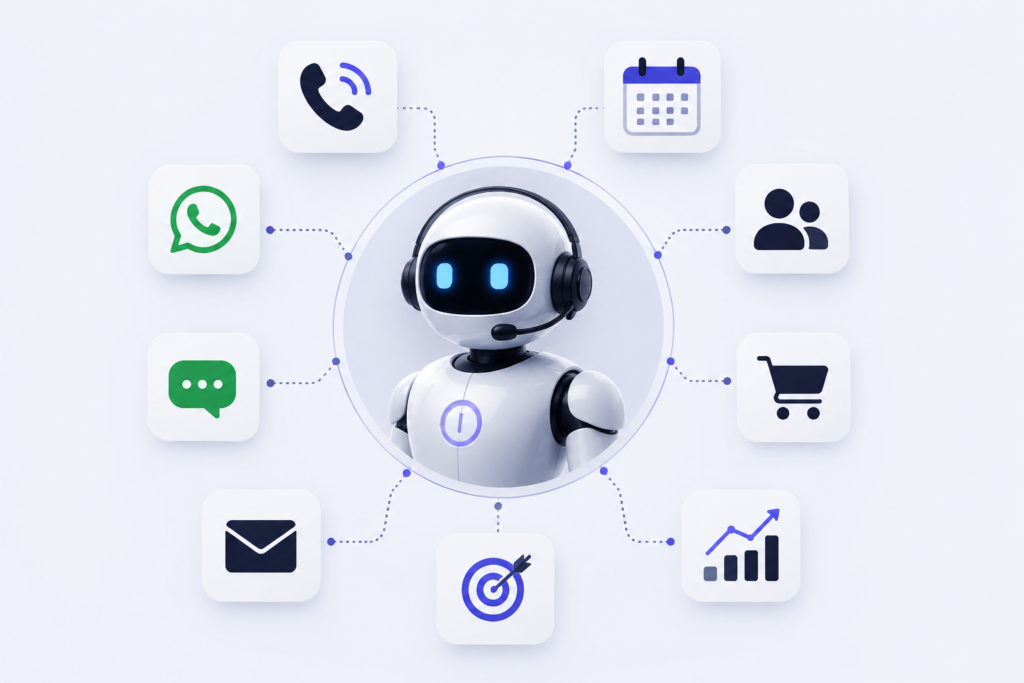 AI Voice Agent automating customer engagement, communication, and business workflows across multiple channels