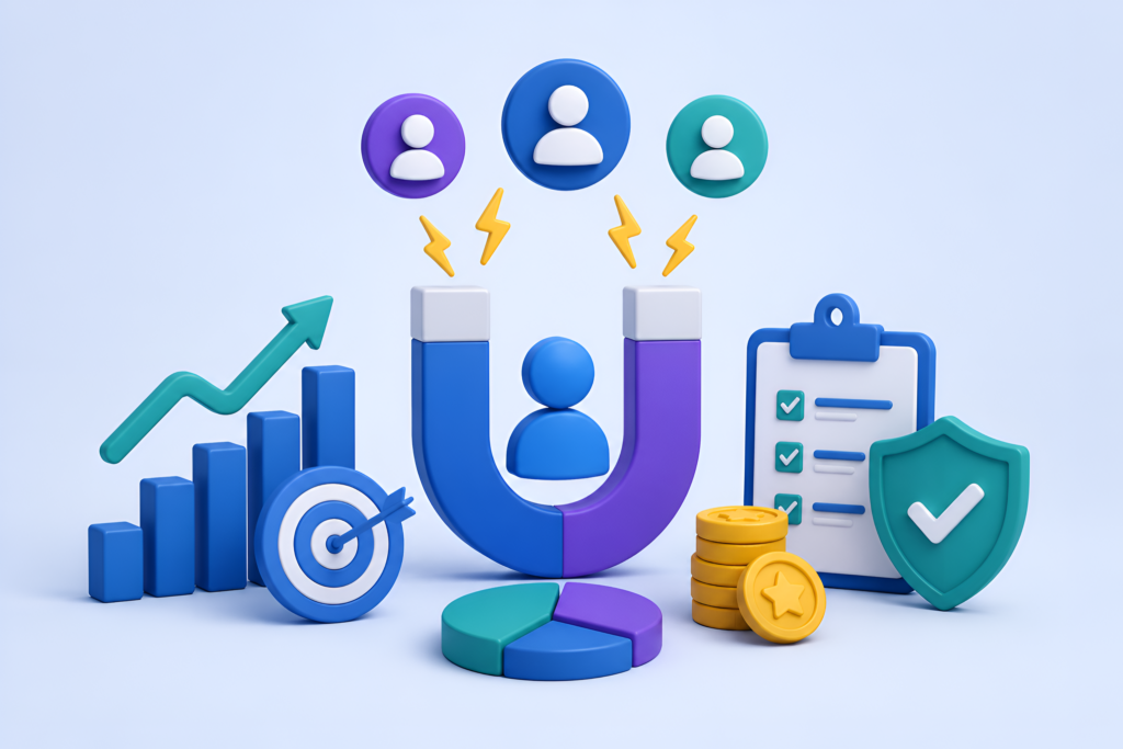 Customer retention strategies illustration with loyalty, engagement, and business growth icons