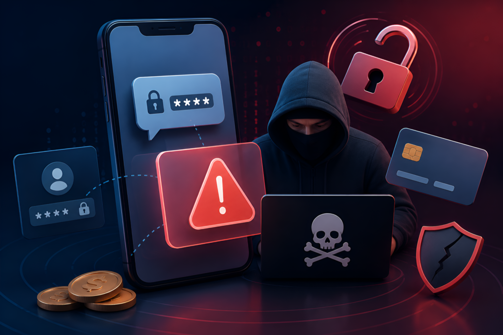 OTP fraud cyber attack illustration

