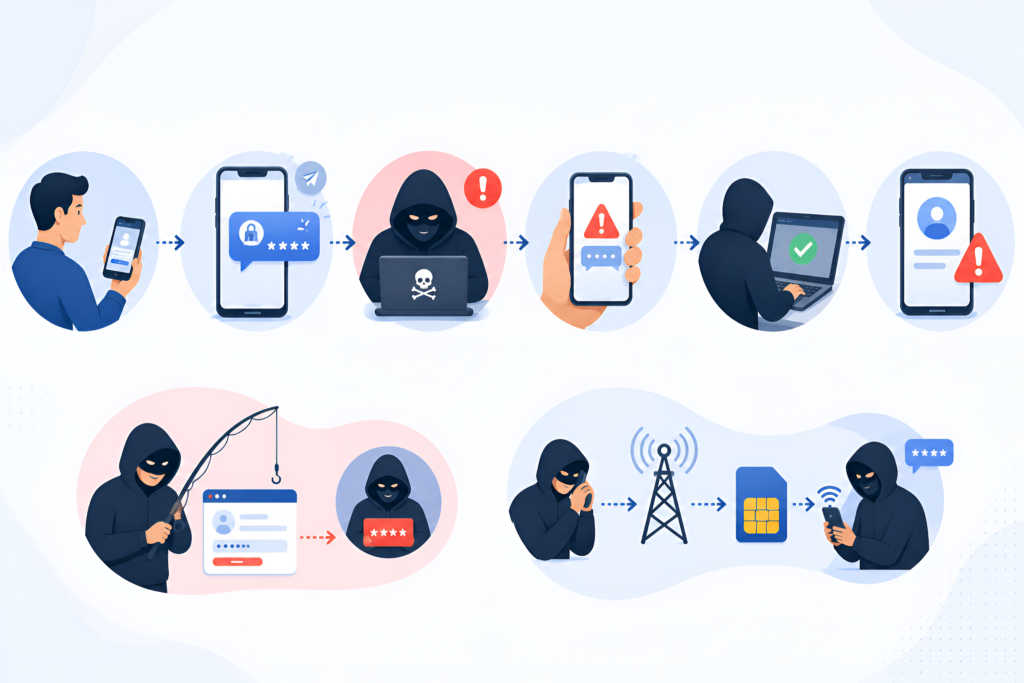 How OTP fraud works through phishing and SIM swap attacks